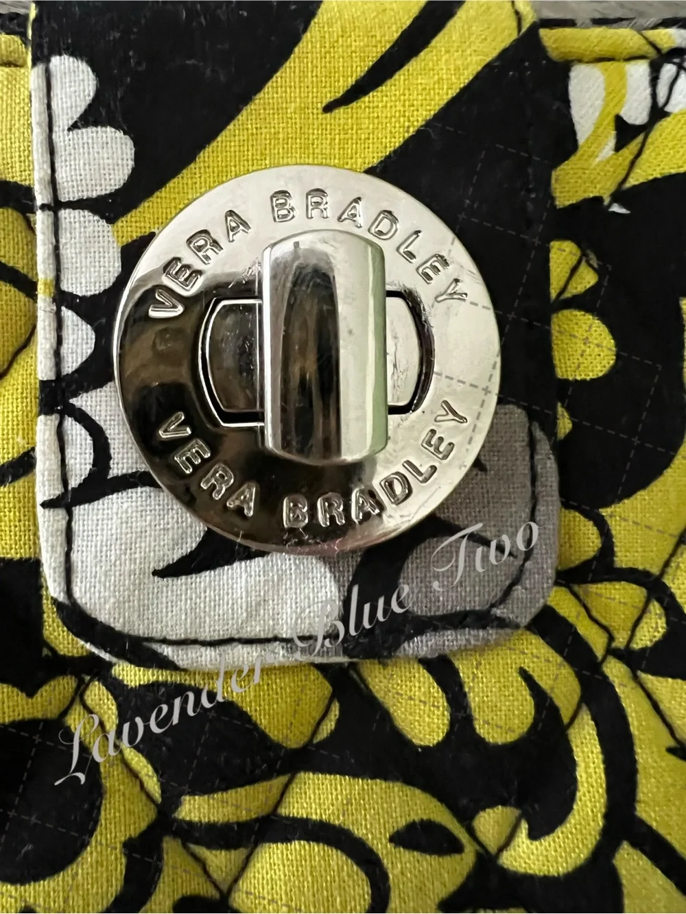 VERA BRADLEY Baroque 2008 Long Turnlock Wallet Black Yellow Y2K
